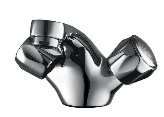 Two Handle Monobloc Chrome Ceramic Brass Polished Basin Mixer T8063W