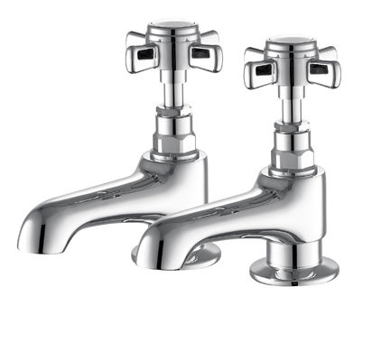 1/2 Pair Traditional Brass Bathroom Taps Polished Ceramic Valve Core