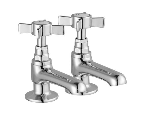 1/2 Pair Traditional Brass Bathroom Taps Polished Ceramic Valve Core