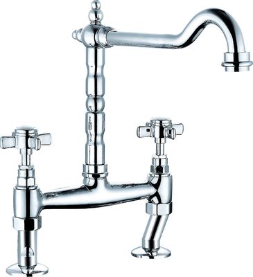 2 Hole Kitchen Mixer Faucet Brass Material For Easy Installation