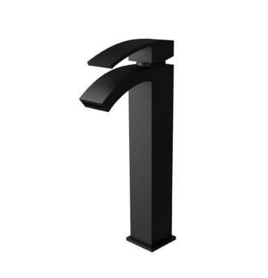 High Rise Basin Mixer Faucet Black Morden Style For Bathroom