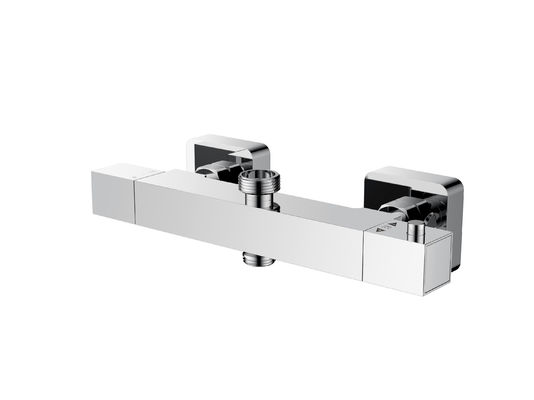 Two Handle Thermostatic Bath Mixer  Chrome Black Polished Surface T8089