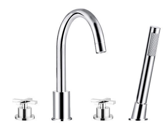 Double Handles Brass Material Chrome Bath Shower Mixer T8059B