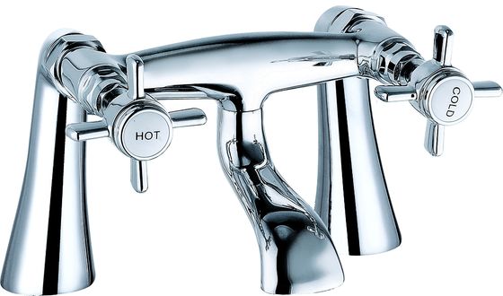 Double Handle Bath Shower Mixer Faucet Chrome Finish For Bathroom T8049N