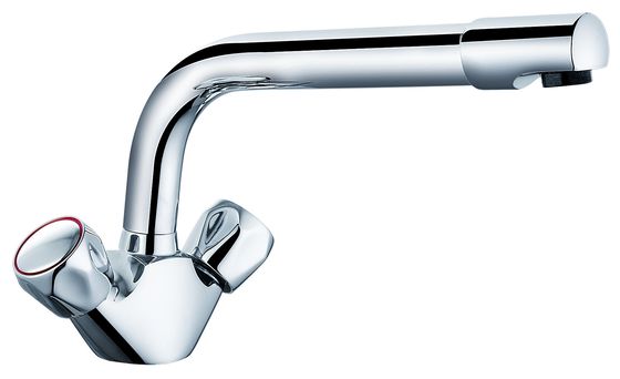 Modern Chrome Finish Brass Basin Mixer Faucet With Double Handles T8069