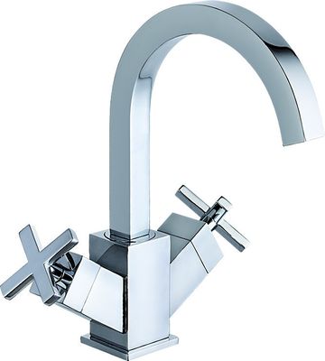 Brass Double Handles Bathroom Basin Mixer Taps Chrome Finish T8302