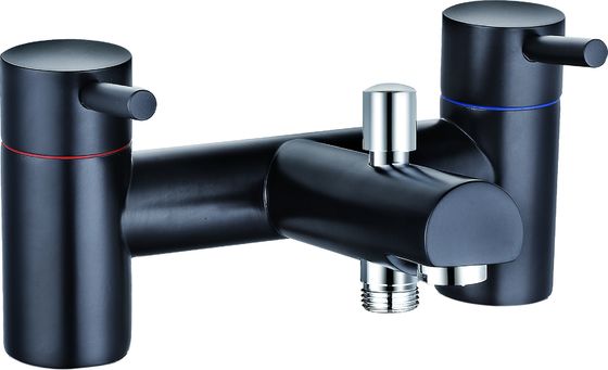 Double Handle Bath Shower Mixer with Ceramic Valve in Black Finish T8201B