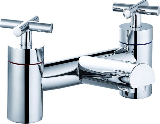Stylish Chrome Finished Brass Basin Mixer Faucet With Double Handles T8204C