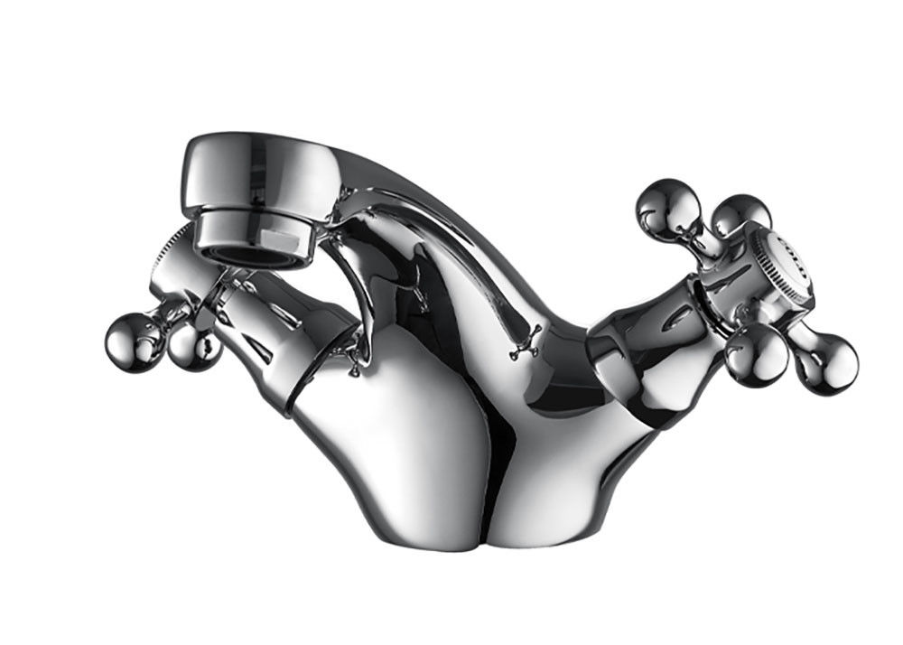 Two Handle  Monobloc Chrome Brass Contemporary Basin Mixer T8063AW