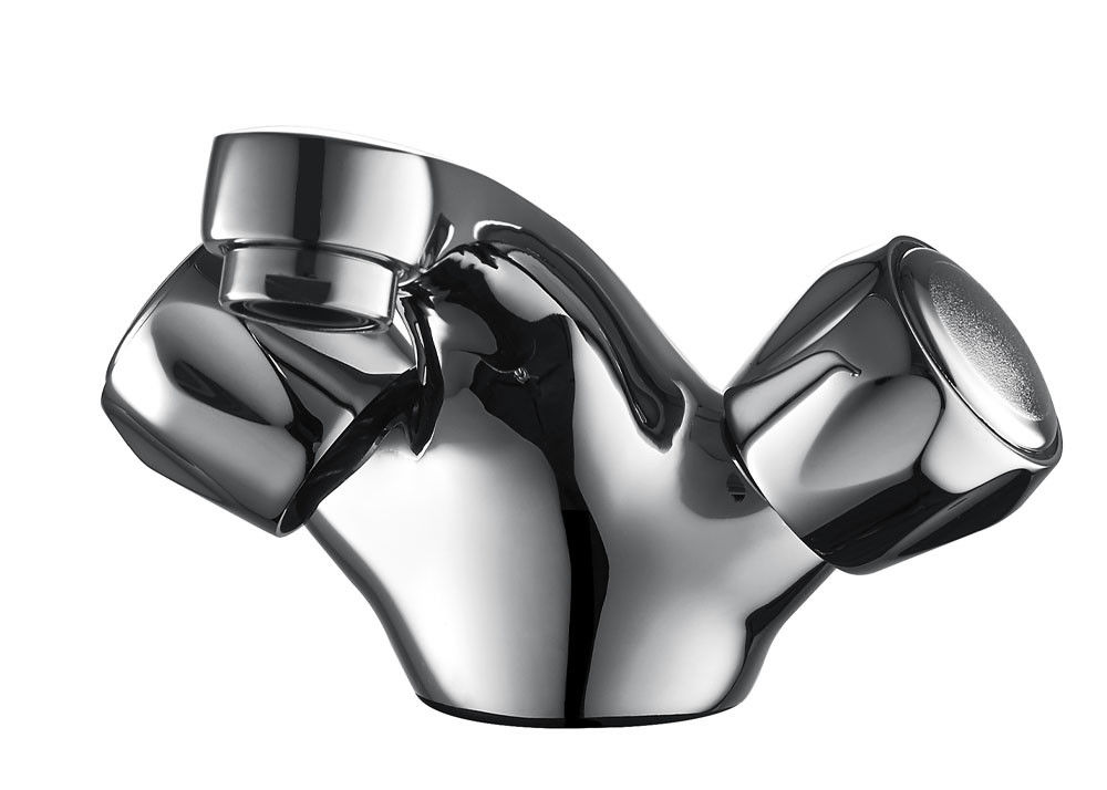 Two Handle Monobloc Chrome Ceramic Brass Polished Basin Mixer T8063W