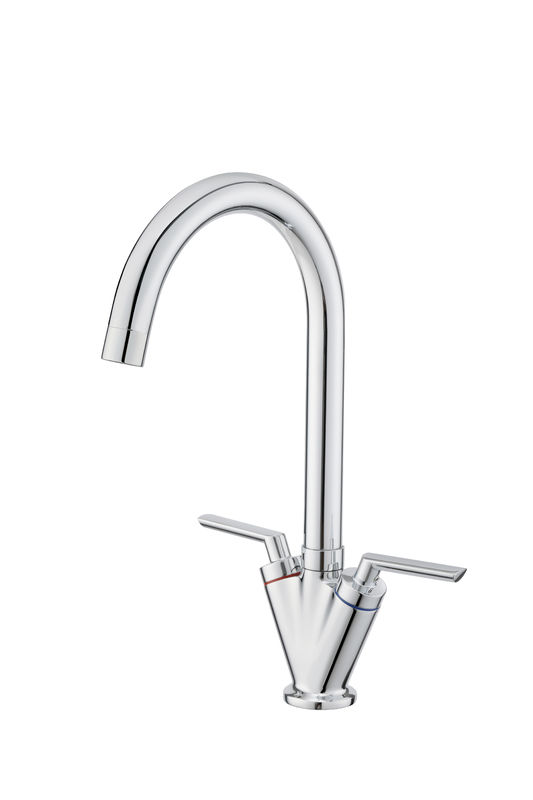 Double Handle Mono Mixer Kitchen Tap Chrome With 360 Degree Swivel Spout