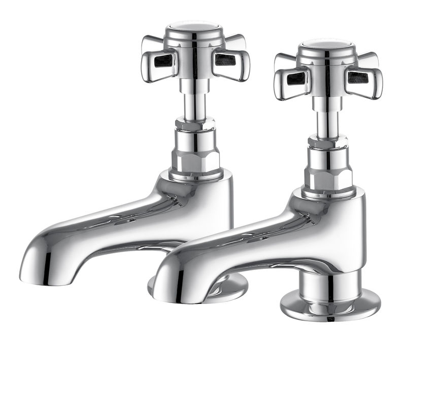 1/2 Pair Traditional Brass Bathroom Taps Polished Ceramic Valve Core