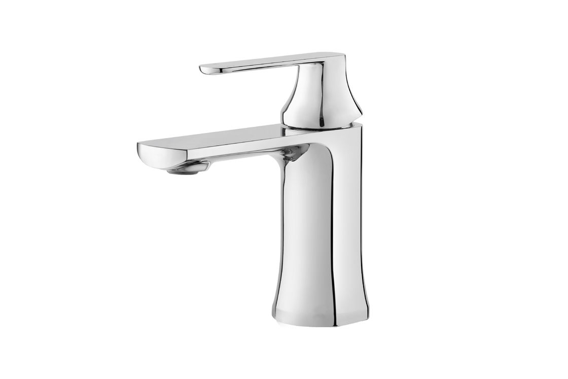 Single Lever Contemporary Brass Bathroom Mixer Tap Monobloc Chrome