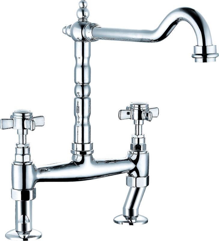 2 Hole Kitchen Mixer Faucet Brass Material For Easy Installation