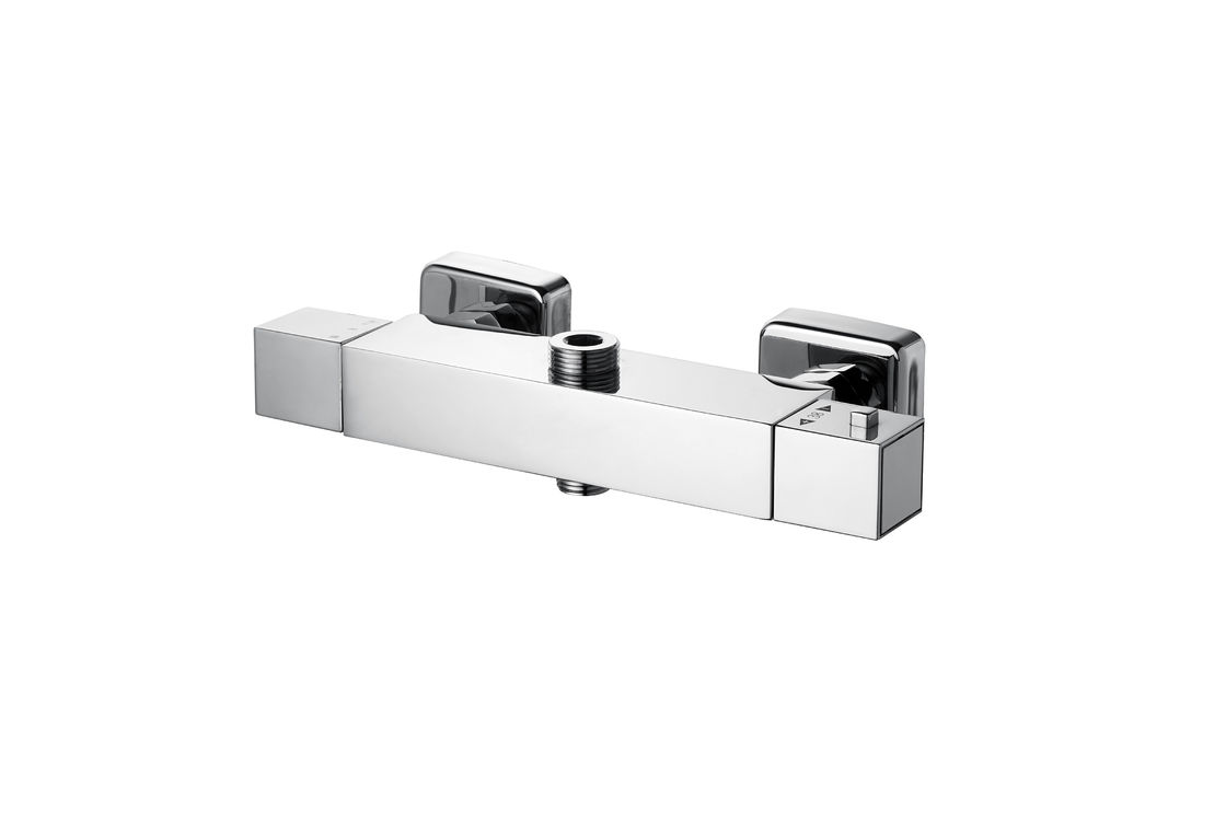 Two Handle Thermostatic Bath Mixer  Chrome Black Polished Surface T8089