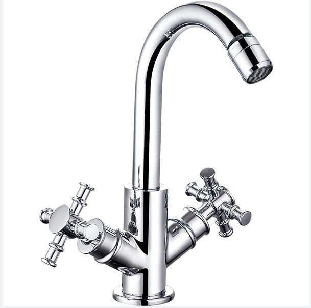 Brass Double Handle Bidet Tap Ceramic Valve Chrome Finish Mixer Tap T8343