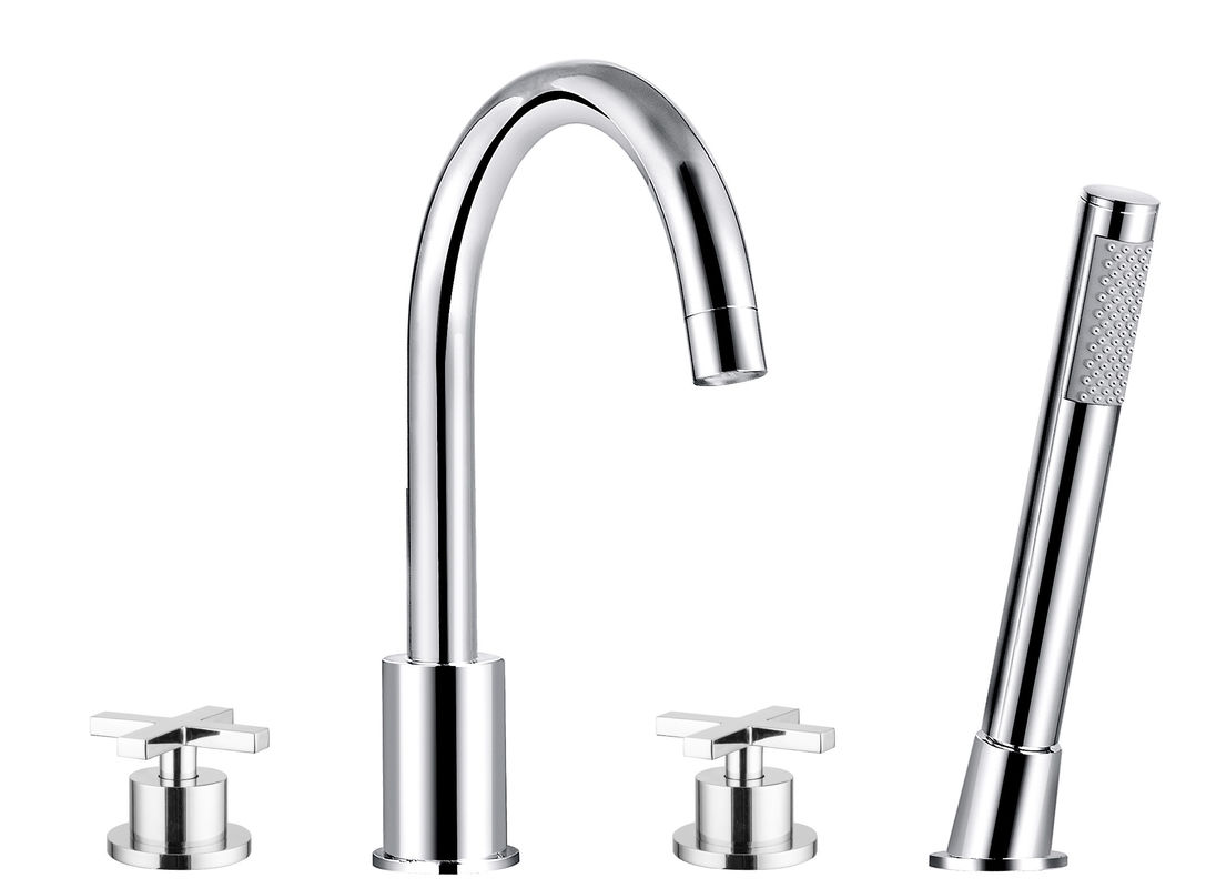 Double Handles Brass Material Chrome Bath Shower Mixer T8059B