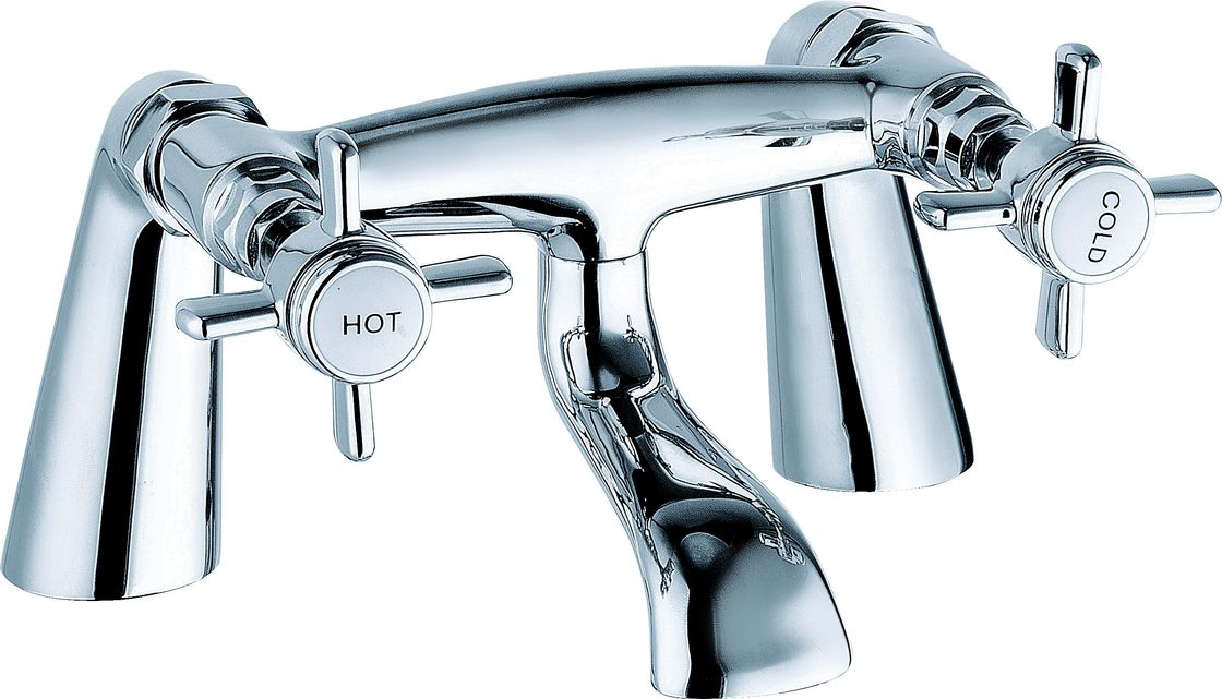 Double Handle Bath Shower Mixer Faucet Chrome Finish For Bathroom T8049N