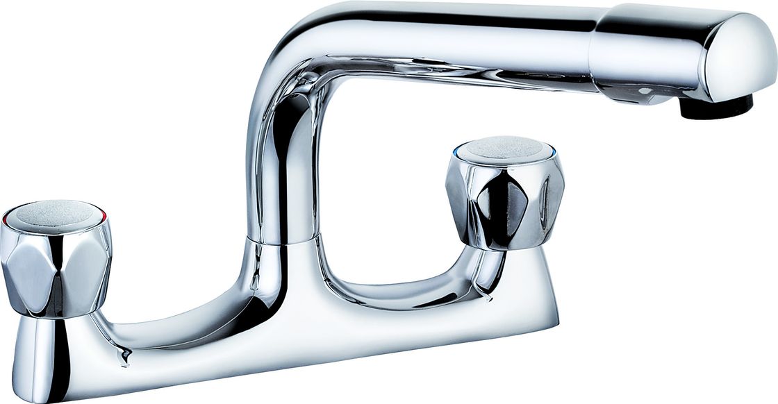 Double Handle Basin Mixer Faucet With Chrome Finish For Bathroom T8068