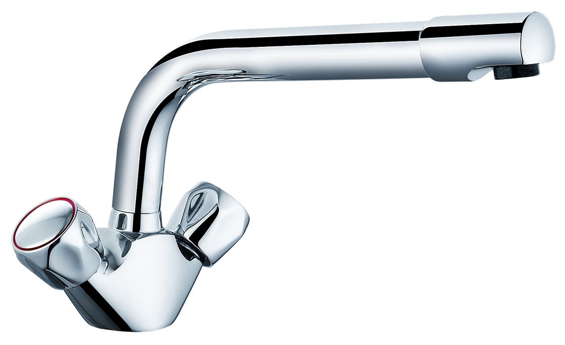 Modern Chrome Finish Brass Basin Mixer Faucet With Double Handles T8069