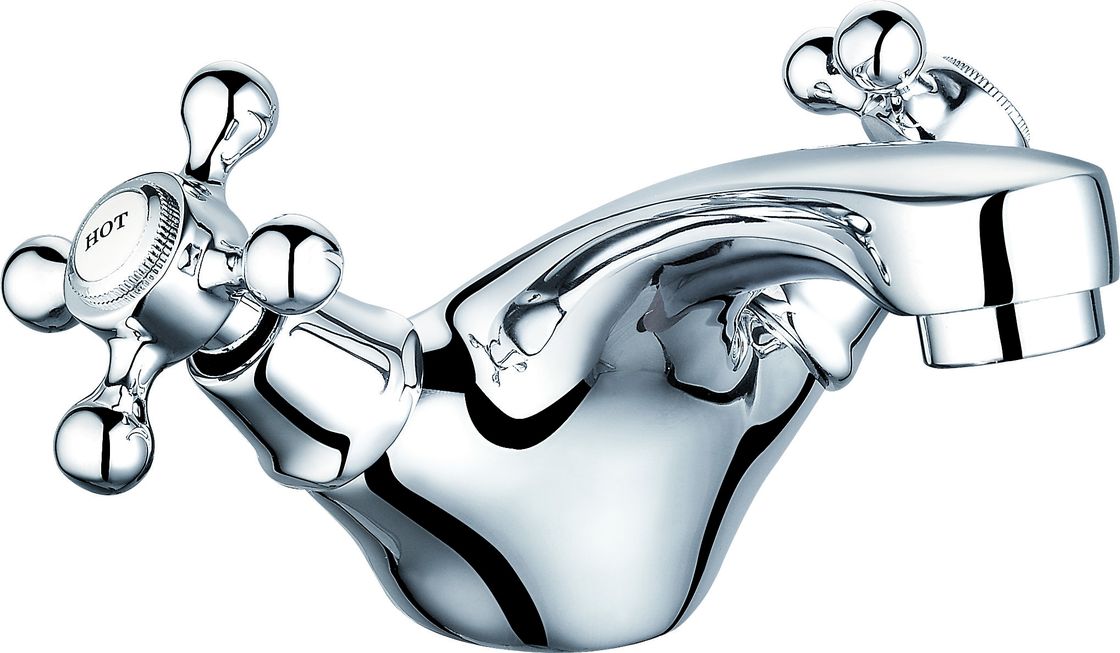 Brass Basin Mixer Faucet With Double Ceramic Handle For Modern Bathroom T8063A