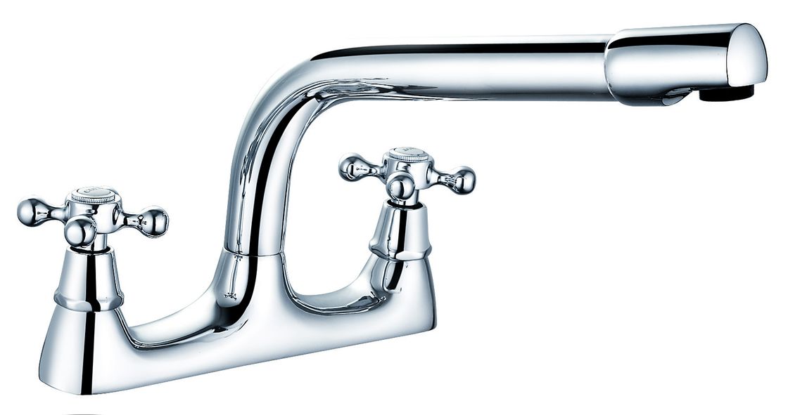 Modern Chrome Double Handle Pressure Basin Faucet With Ceramic Cartridge T8068A