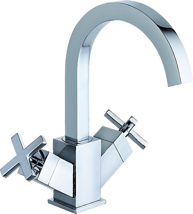 Brass Double Handles Bathroom Basin Mixer Taps Chrome Finish T8302