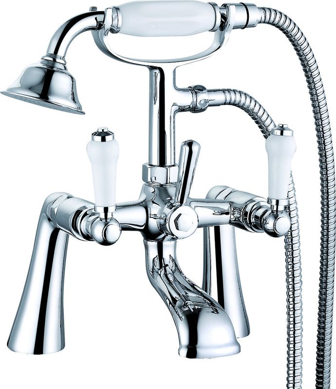 Modern Chrome Finish Bath Mixer Taps Double Handle T8351