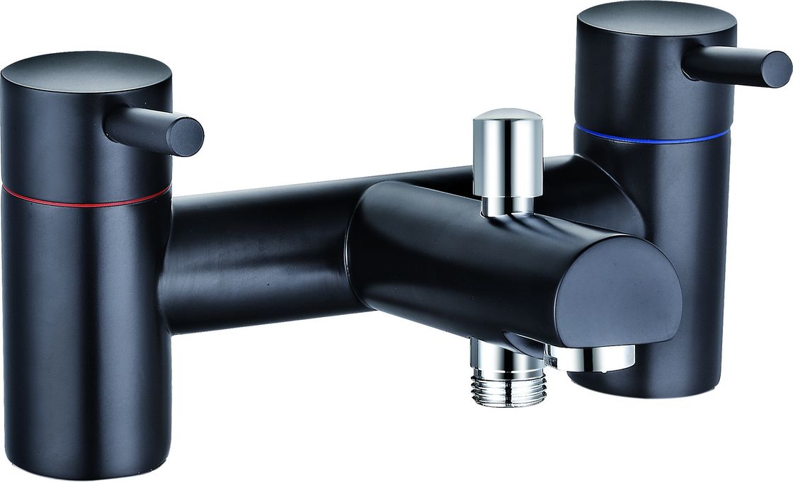 Double Handle Bath Shower Mixer with Ceramic Valve in Black Finish T8201B